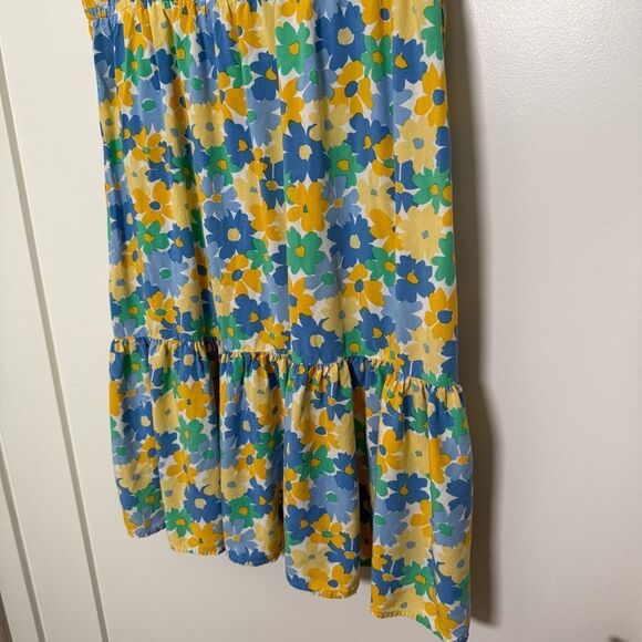 Loft Sundress Dress Size S Yellow Blue Floral Sleeveless Beach Summer Colorful - Picture 8 of 14